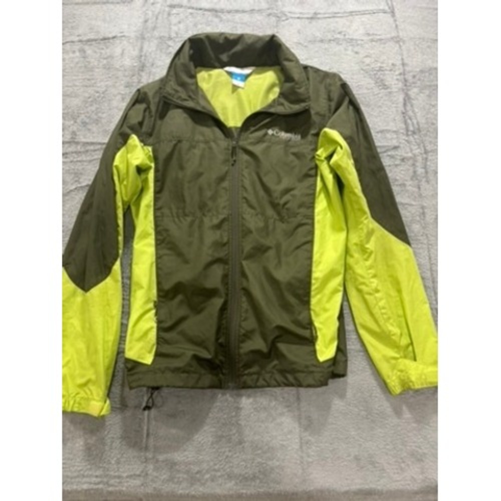 Columbia Windbreaker Jacket Mens M Green Full Zip Hooded Lightweight